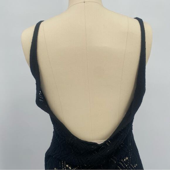 Miss Selfridge Women's Black Floral Crochet Knit Mini Dress Size 8-10 - Picture 3 of 8